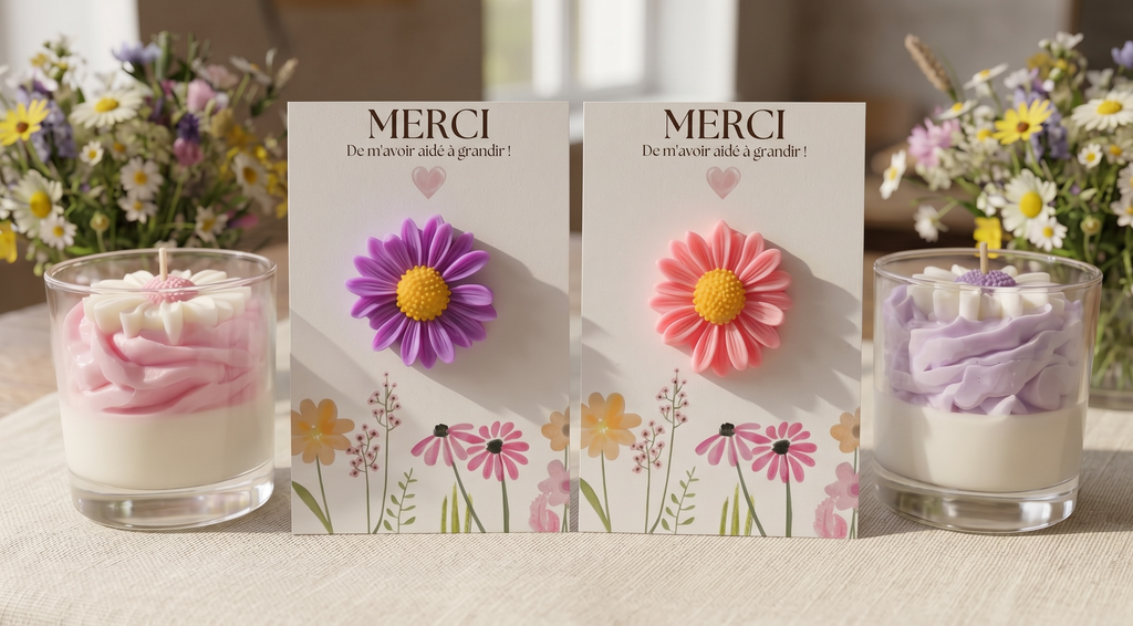 Pack Cadeau Maîtresse | Carte Merci & Bougie Parfumée Artisanale